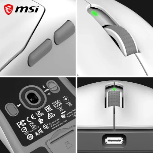 MSI ▫️ Forge GM340 Wireless White - Rato ótico sem fios para jogos 6