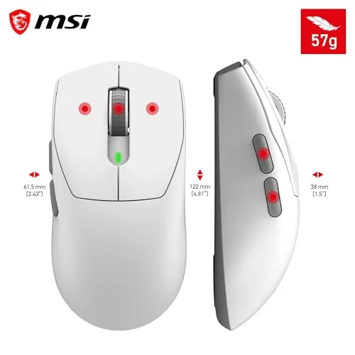 MSI ▫️ Forge GM340 Wireless White - Rato ótico sem fios para jogos 7