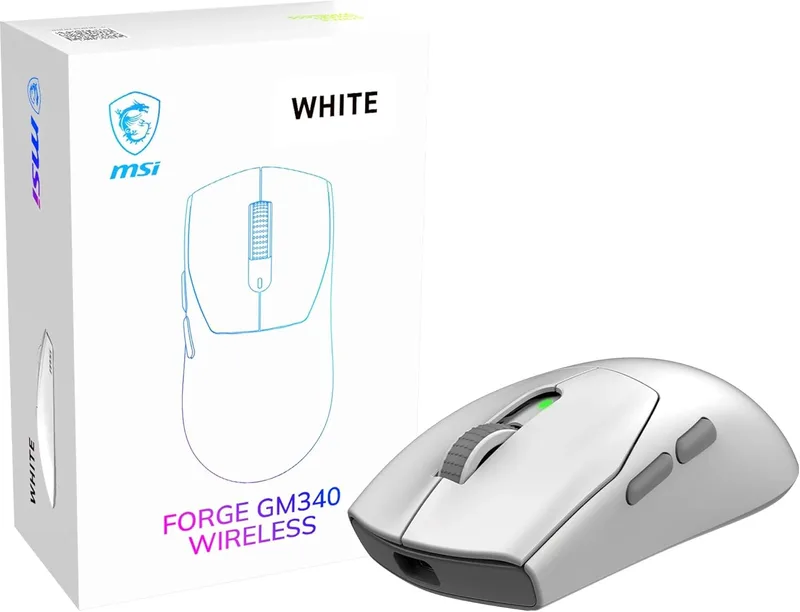 MSI ▫️ Forge GM340 Wireless White - Rato ótico sem fios para jogos