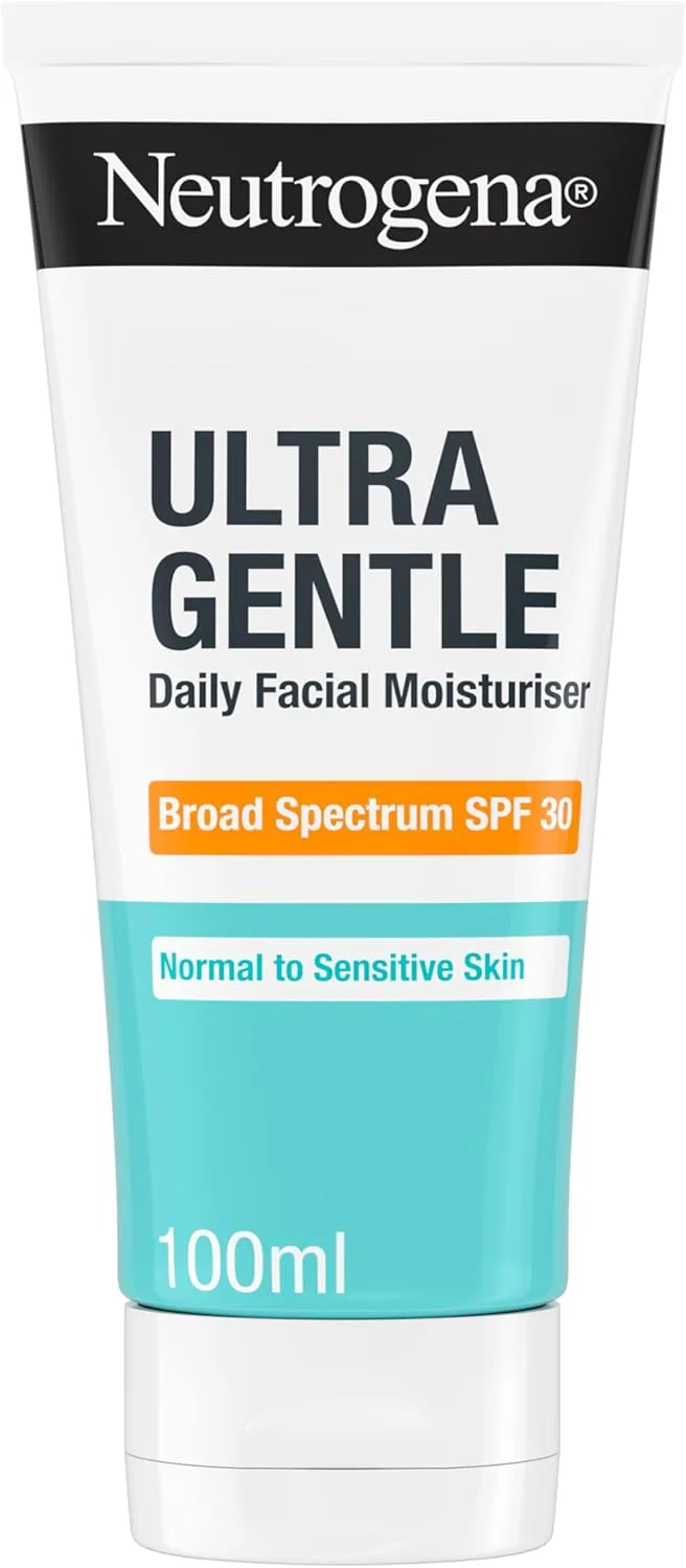 Neutrogena ▫️ Ultra Gentle Everyday Moisturising Face Cream SPF 30 (100 ml), Protetor solar de largo espetro 30 com CICA, protetor solar facial leve e não comedogénico, pele normal a sensível