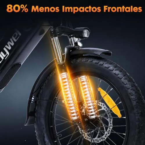 Bodywel ▫️ F20 Bicicletas Elétricas para Adultos, e-Bike Todo-o-terreno 20x3”, Bateria 48 V 15 Ah, Motor 250 W, 7 velocidades, Suspensão ajustável, Travões de disco duplos 5