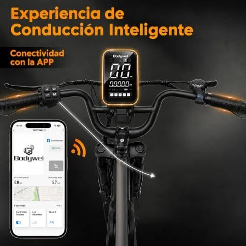 Bodywel ▫️ F20 Bicicletas Elétricas para Adultos, e-Bike Todo-o-terreno 20x3”, Bateria 48 V 15 Ah, Motor 250 W, 7 velocidades, Suspensão ajustável, Travões de disco duplos 6