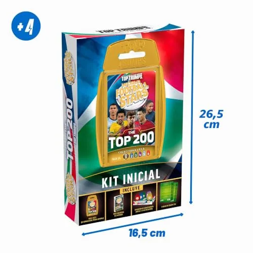 Bizak ▫️ Futebol Mundial Top 200 Starter Kit, Kit Inicial com 34 Cartas Colecionáveis, 18 Lendas do Futebol e Campo de Jogo, Cartas colecionáveis para jogar e competir, a partir dos 4 anos (64570002) 2