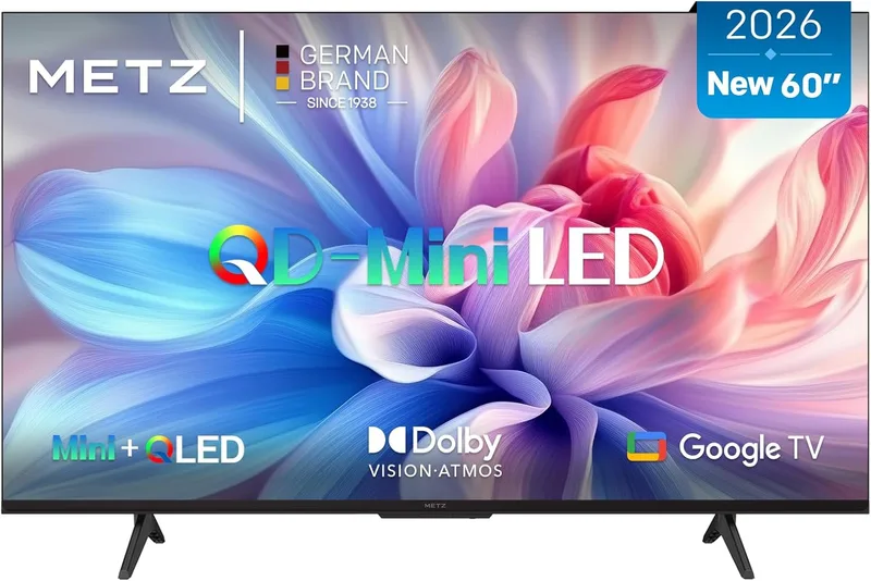Metz ▫️ Smart TV 60” 4K Mini LED (152 cm), QLED com MiniLED, HDR10+, Dolby Vision e Atmos, MEMC, Local Dimming, Chromecast integrado, Wi-Fi, Bluetooth, HDMI 2.1, Modo Jogo, 60MNH7000Z (Modelo 2026)