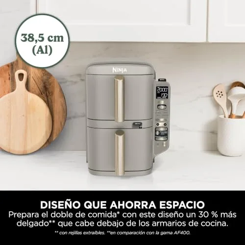 Ninja ▫️ Double Stack XL, Fritadeira de Ar Quente, 9,5 L, Pedra Dourada, SL451EUSD 4