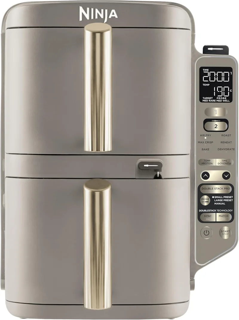 Ninja ▫️ Double Stack XL, Fritadeira de Ar Quente, 9,5 L, Pedra Dourada, SL451EUSD