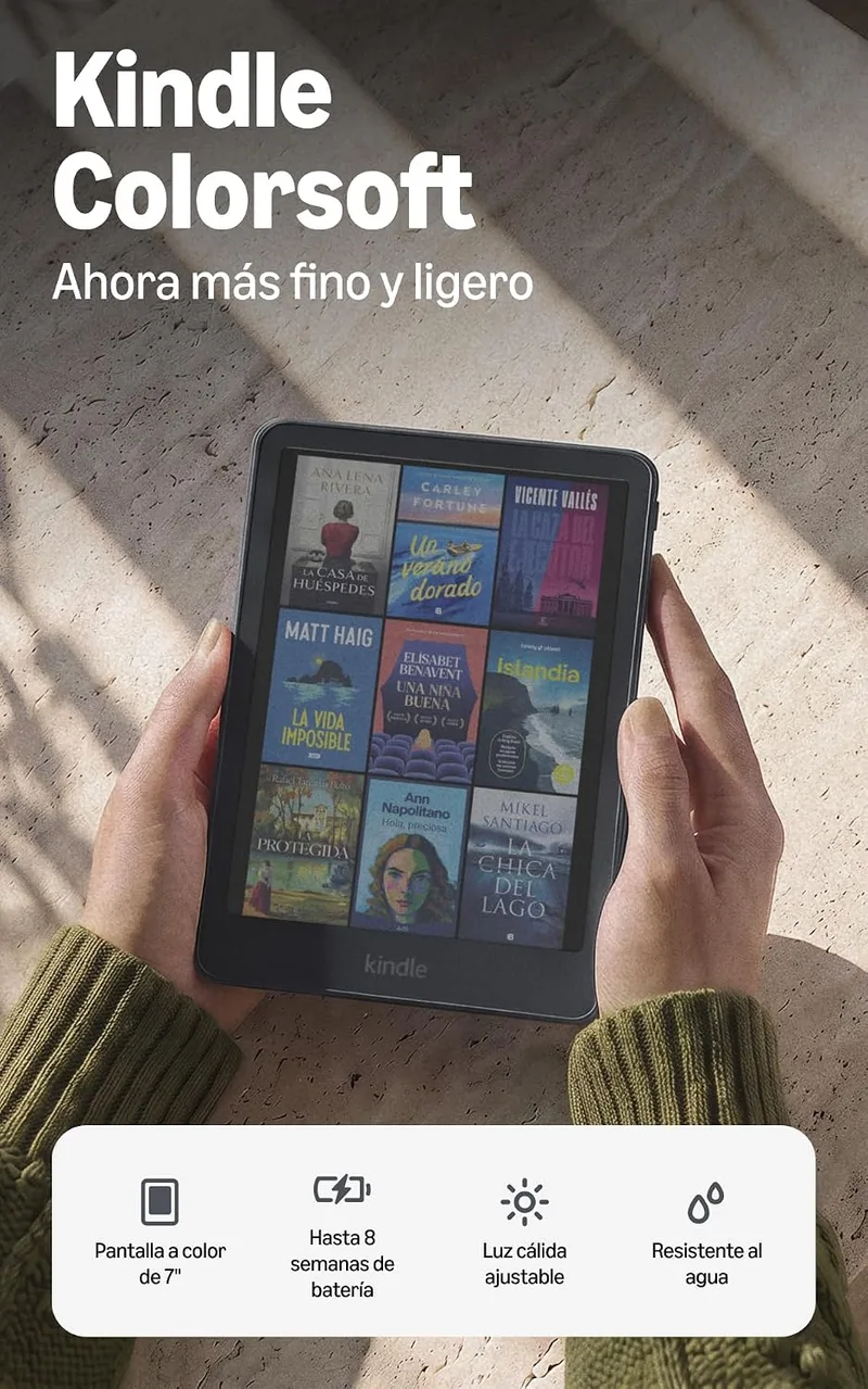 Amazon ▫️ Kindle Colorsoft (última geração): agora mais fino e leve, com ecrã a cores de 7" e luz quente (16 GB, grafite)