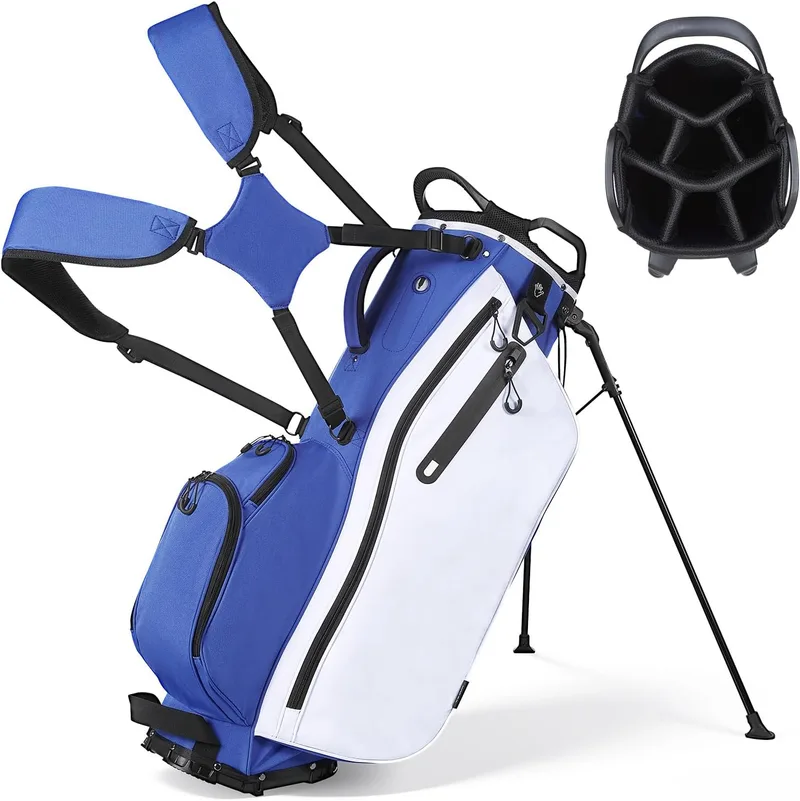 VEVOR ▫️ Saco de tacos de golfe VEOVR com 7 compartimentos, 6 bolsos de arrumação, saco de golfe em poliéster, com divisória ao longo de todo o comprimento, alças para os ombros, suporte e capa de chuva