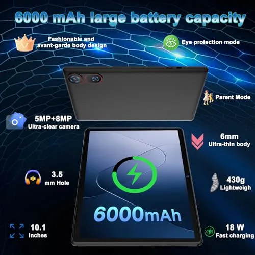 DMOAO ▫️ Tablet de 10 polegadas com Android 15, 30 GB de RAM + 2 TB de ROM expansível, Widevine L1 6