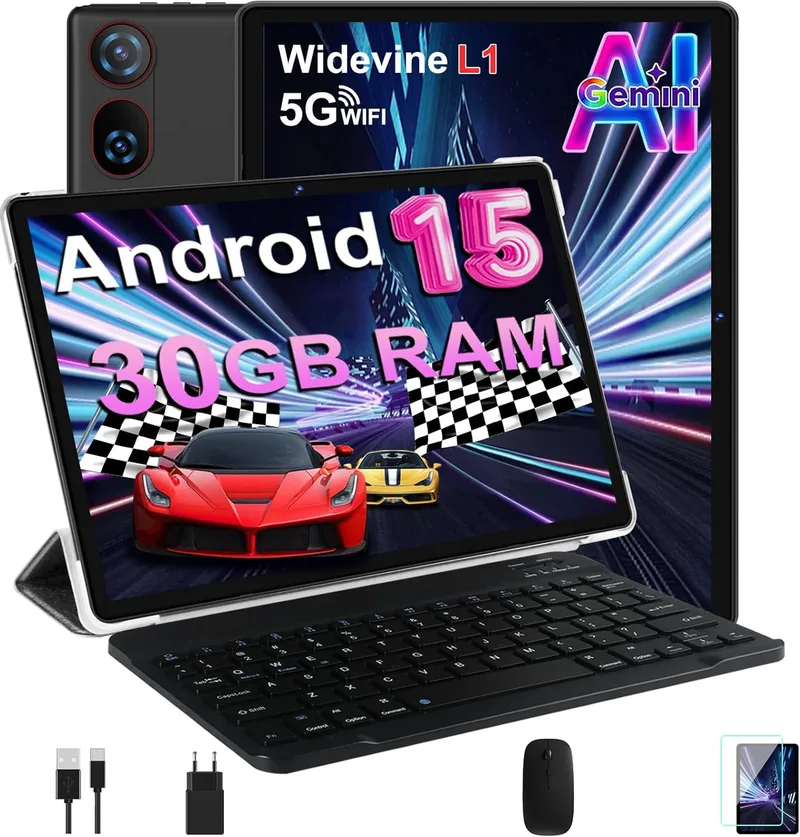 DMOAO ▫️ Tablet de 10 polegadas com Android 15, 30 GB de RAM + 2 TB de ROM expansível, Widevine L1