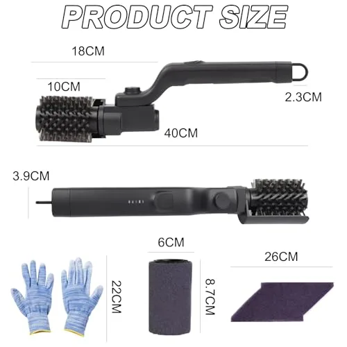 CMANLNYK ▫️ Escova elétrica para churrasqueira – Escova elétrica sem fios para churrasqueira, limpeza em 3 níveis, ângulo ajustável de 180°, cabeça da escova em aço inoxidável, recarregável, escova de limpeza 7