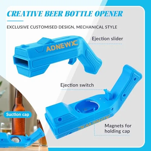 ADNEWX ▫️ Abridor de garrafas em forma de pistola, Cap Gun – Abridor de garrafas de cerveja azul 3