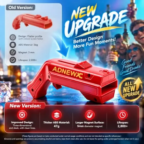 ADNEWX ▫️ Abridor de garrafas em forma de pistola, Cap Gun – Abridor de garrafas de cerveja azul 4