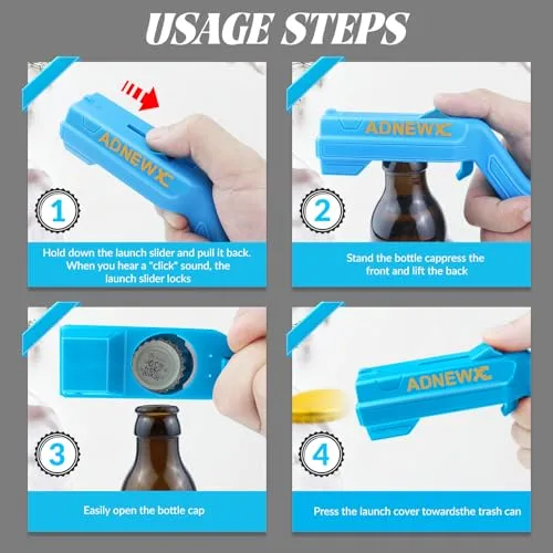 ADNEWX ▫️ Abridor de garrafas em forma de pistola, Cap Gun – Abridor de garrafas de cerveja azul 5