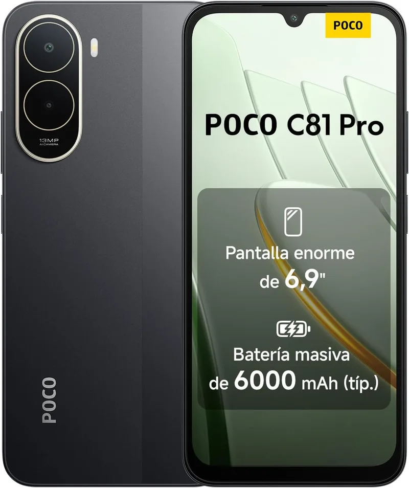XIAOMI ▫️ Smartphone POCO C81 Pro 4+256 GB Preto Bateria de 6000 mAh