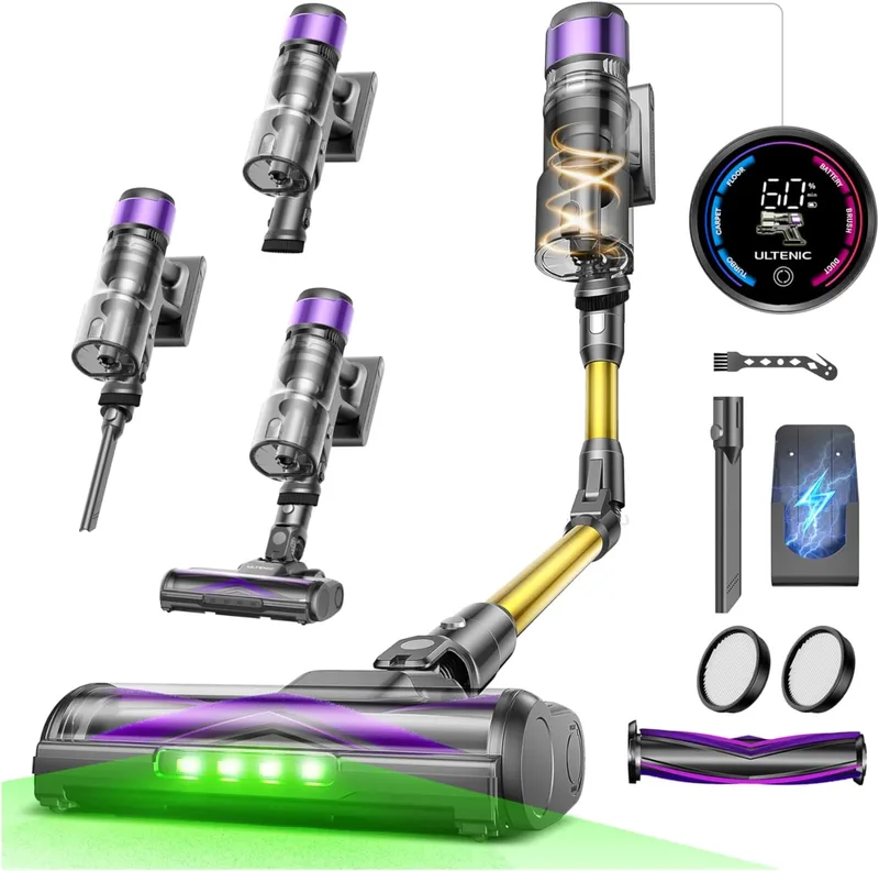 Ultenic ▫️ Aspirador sem fio 55 kPa/55 min com escova anti-emaranhamento melhorada