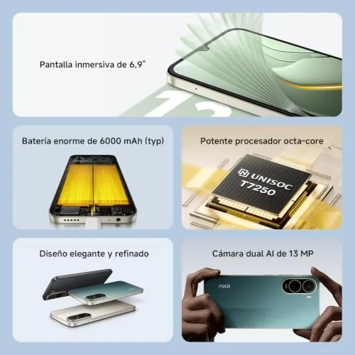 XIAOMI ▫️ Smartphone POCO C81 Pro 4+128 GB Verde, bateria de 6000 mAh 3