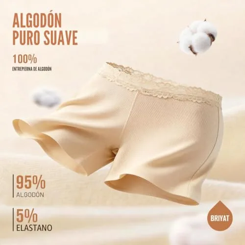Briyat ▫️ Conjunto de 5 cuecas boxer de algodão com renda para mulher 2
