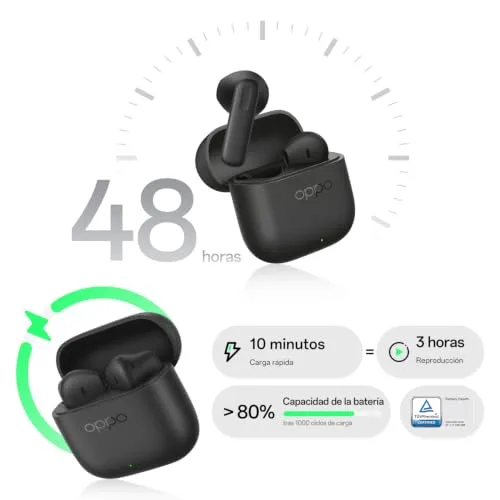 OPPO ▫️ Enco Buds3 Auscultadores Bluetooth 5.4 12,4 mm 48 h IP55, Preto Ardozia 3