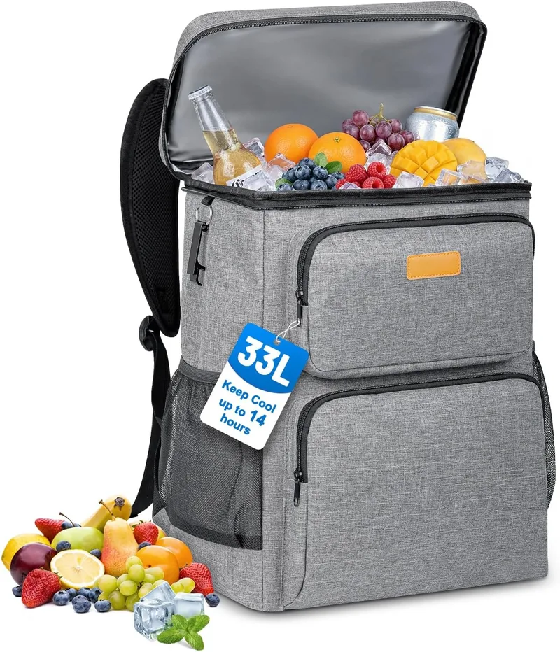 SUNTRIVA ▫️ Isothermal Cooler Mochila Coolers 33L Saco térmico de grande capacidade, Mochilas térmicas, Mochilas impermeáveis para alimentos, Cestos portáteis impermeáveis para praia, piquenique, viagem, acampamento, acampamento, churrasco