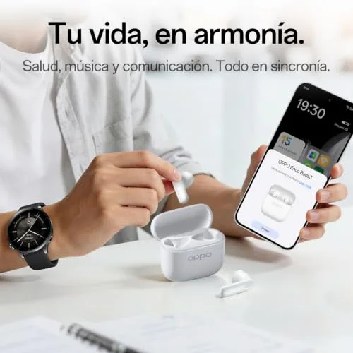 OPPO ▫️ Auscultadores sem fios Enco Buds3, Bluetooth 5.4, resistência à água IP55, bateria com 48 horas de autonomia, tradução por IA, modo de jogos com 47 ms, branco 7