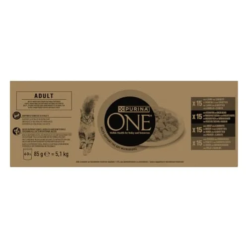 PURINA ONE ▫️ Sensitive - Comida húmida para gatos adultos, 60 saquinhos de 85 2