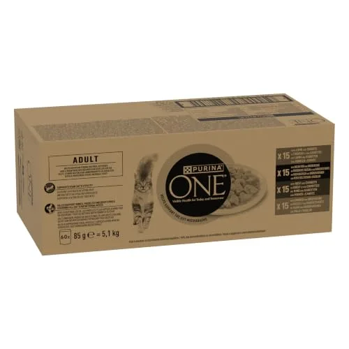 PURINA ONE ▫️ Sensitive - Comida húmida para gatos adultos, 60 saquinhos de 85 3