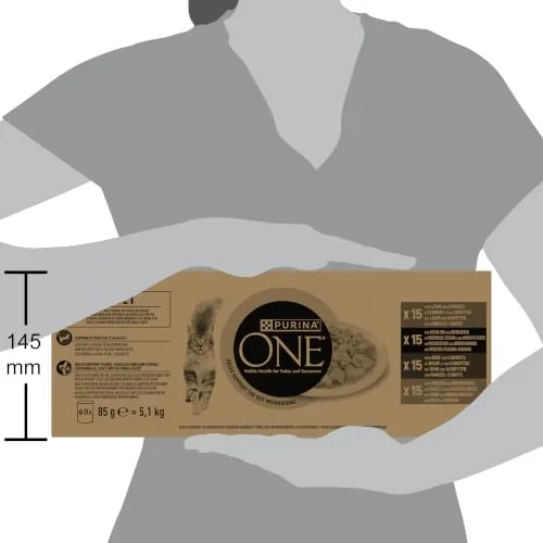 PURINA ONE ▫️ Sensitive - Comida húmida para gatos adultos, 60 saquinhos de 85 5
