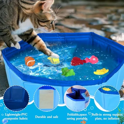 KEAGAN ▫️ Brinquedos de piscina para gatos com peixinhos de água para nadar, brinquedos em forma de peixe para brincar na água, portáteis, para brincar na água, piscina interativa, brinquedos interativos para brincar sem parar 4