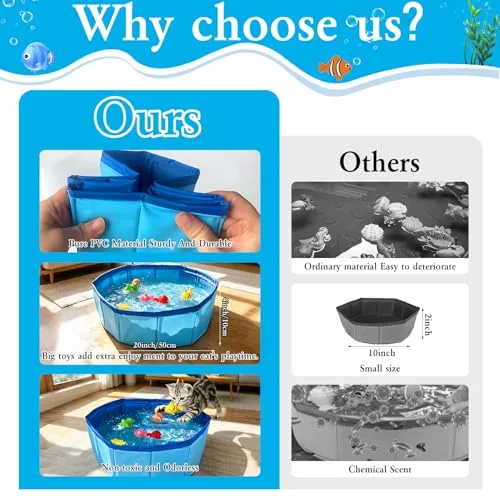 KEAGAN ▫️ Brinquedos de piscina para gatos com peixinhos de água para nadar, brinquedos em forma de peixe para brincar na água, portáteis, para brincar na água, piscina interativa, brinquedos interativos para brincar sem parar 6