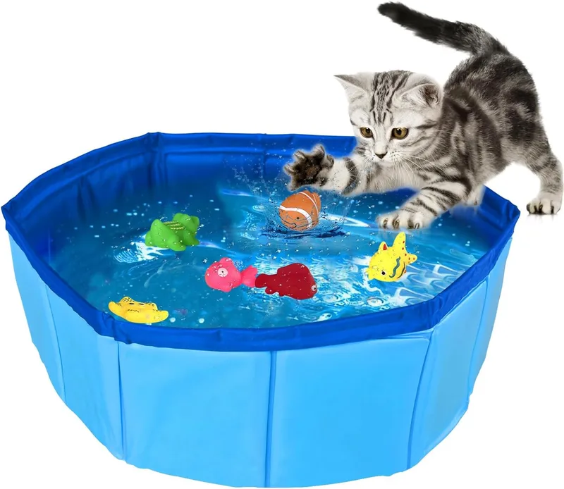 KEAGAN ▫️ Brinquedos de piscina para gatos com peixinhos de água para nadar, brinquedos em forma de peixe para brincar na água, portáteis, para brincar na água, piscina interativa, brinquedos interativos para brincar sem parar