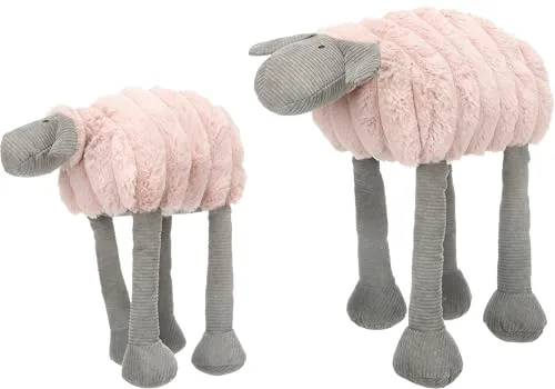 Flamingo ▫️ Brinquedos para Cães - Ovelha Ribola deitada, cor-de-rosa - Pelúcia macia com veludo canelado - com apito - 15 x 28 x 30 cm 4
