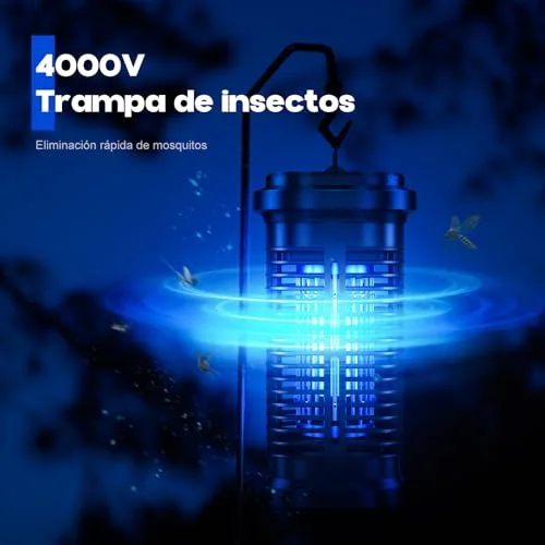 NEOCLEAN ▫️ Lâmpada antimosquitos, 20 W, elétrica, mata-mosquitos UV de 4000 V, mata-insetos elétrico IPX4 para interior e exterior, cobertura de 100 m², silenciosa e segura para a casa, quarto, jardim e terraço 2