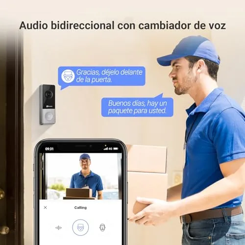 EZVIZ ▫️ CP8 Campainha sem fios para exterior com câmara de 5 MP, campainha incluída, deteção de pessoas, visão noturna a cores, bateria recarregável de 9600 mAh, áudio bidirecional, MicroSD/nuvem, Wi-Fi de 2,4 GHz 6