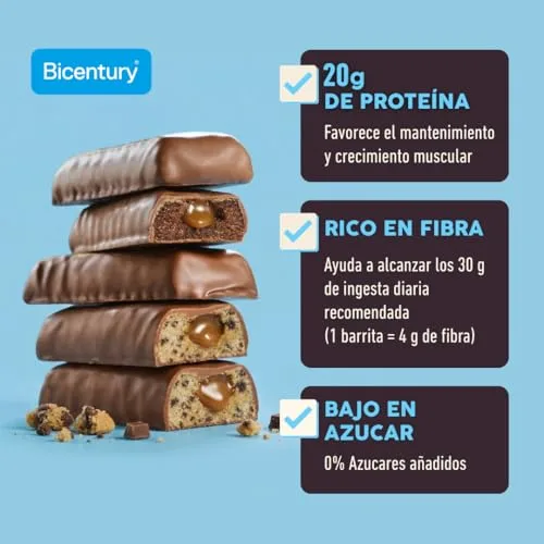 Bicentury ▫️ Barras Proteicas Choco Brownie 20 g de proteína | Embalagem de 12 barras | Sem açúcares adicionados | Rico em fibra | Snack fitness rico em proteínas 6