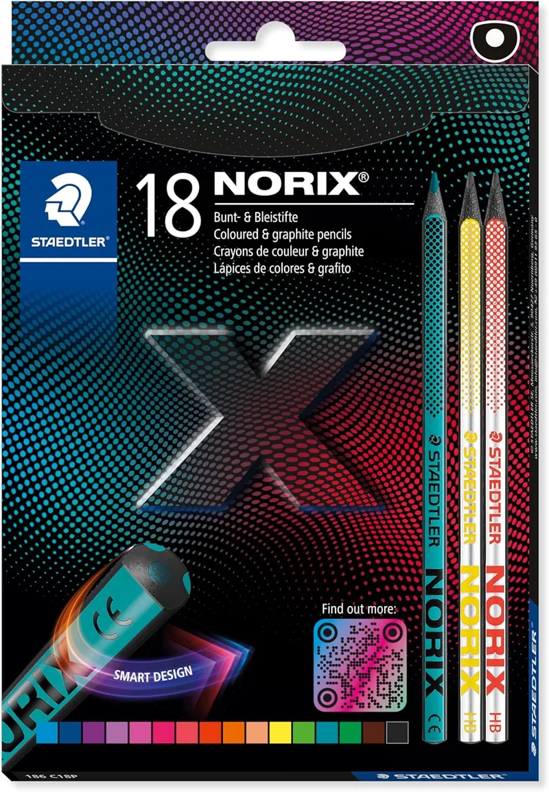 STAEDTLER ▫️ NORIX Coloured Pencils 16-pack + 2 Pencils - Lápis de cor criativos com cores vivas - Lápis de desenho resistentes à rutura com superfície macia antiderrapante