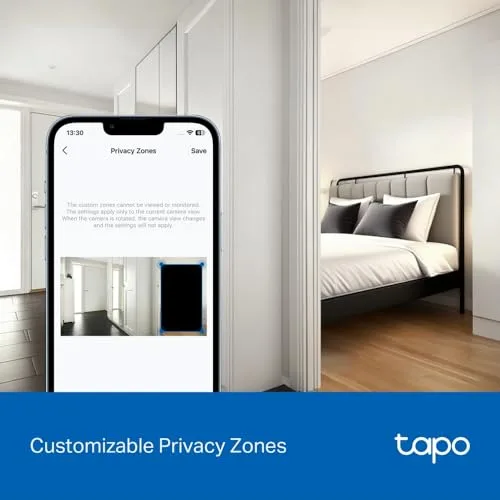 Tapo ▫️ Câmara de vigilância C250 4K para interiores, com visão de 360°, deteção local por IA e acompanhamento de movimento com zoom, visão noturna por infravermelhos, zona de bloqueio de privacidade, memória Micro SD ou na nuvem 7