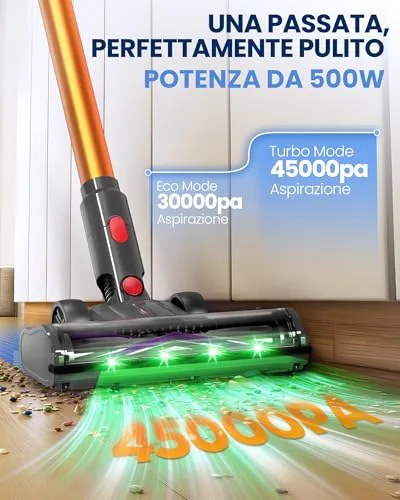 Zynet ▫️ DP2 Aspirador sem fio com 2 baterias integradas, 45 kPa/60 min/500 W 2