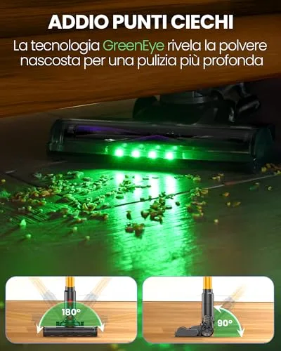 Zynet ▫️ DP2 Aspirador sem fio com 2 baterias integradas, 45 kPa/60 min/500 W 6