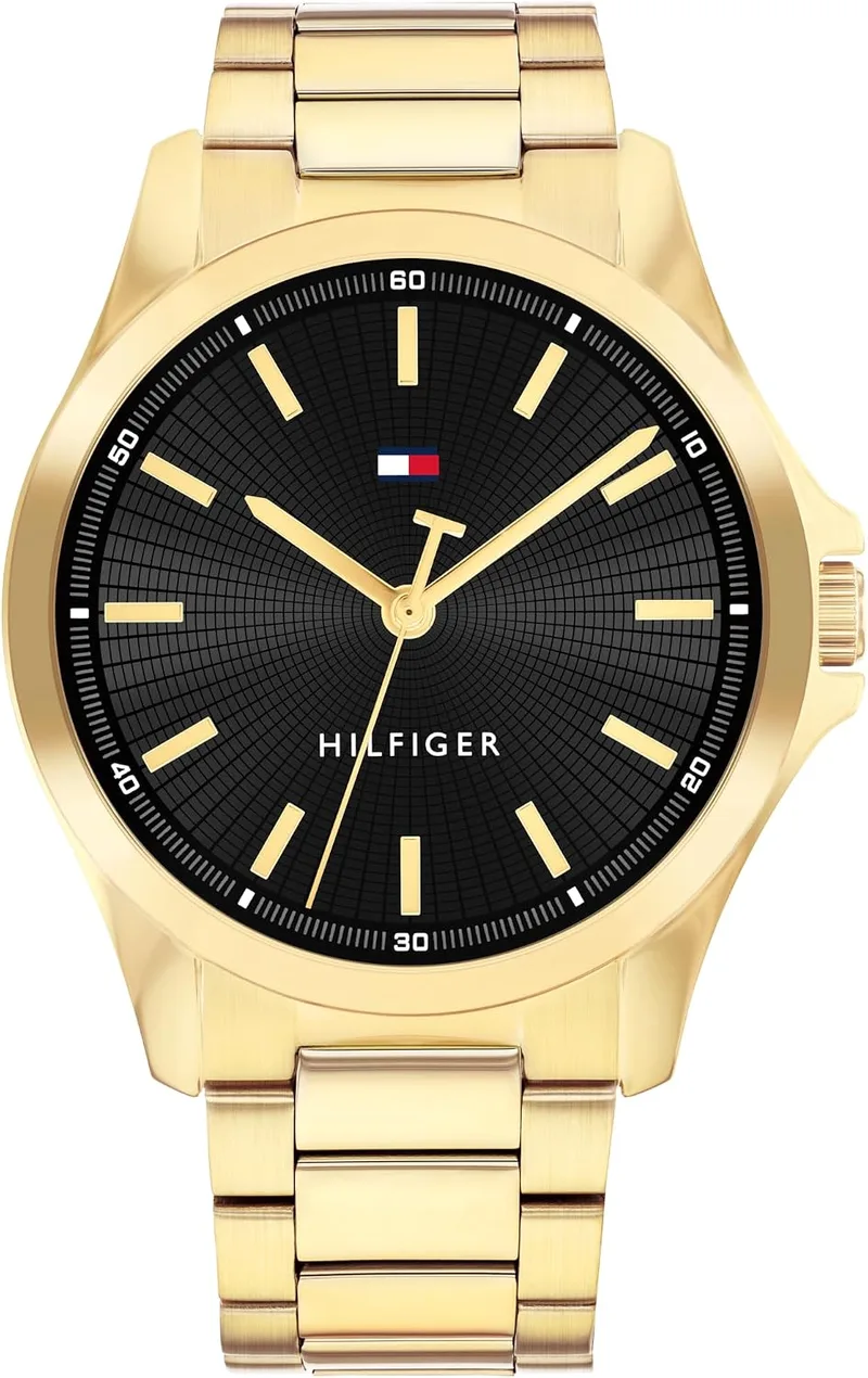 Tommy Hilfiger ▫️ Relógio analógico de quartzo para homem, modelo Bruce, com bracelete em silicone e aço inoxidável
