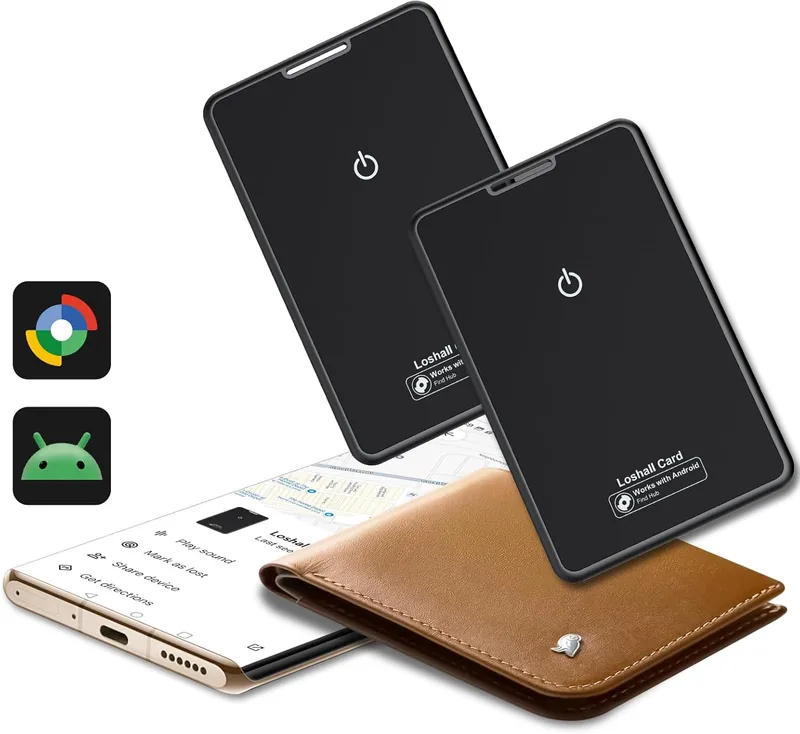 Ajblg ▫️ 2026 Novo Bluetooth 5.4 (apenas Android) Wallet Smart Tracker Card, embalagem com 2 unidades, 1,6 mm, bateria com duração de 6 anos, à prova de água IP68, localizador Bluetooth com Google Find Hub para carteira/mala/passaporte, preto