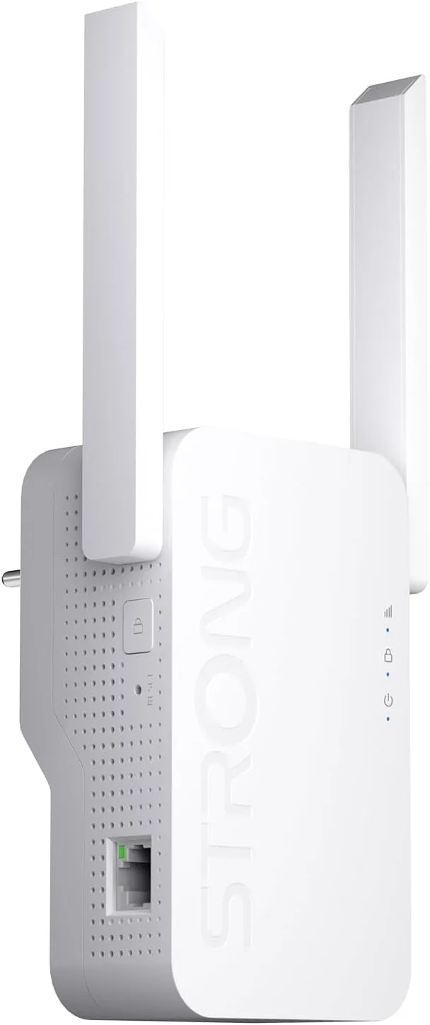 Strong ▫️ Repetidor Wi-Fi 7 BE3600, Amplificador Wi-Fi de Dupla Banda | 3600 Mbps, Wi-Fi 7, MLO, Dupla Banda, Repetidor Wi-Fi, Porta Gigabit, 2 antenas externas, Ponto de Acesso