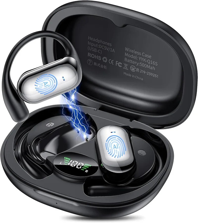 Pviwzux ▫️ Auricular tradutor em tempo real AI, 8 modos de tradução com 198 línguas, auricular tradutor de línguas 3 em 1, auricular aberto 60H Bluetooth 6.1 para viagens, reuniões, preto mate