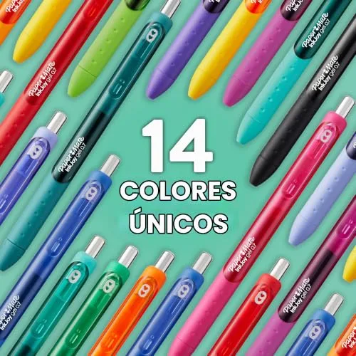 Paper Mate ▫️ InkJoy - Canetas de gel | Cores de tinta vibrantes e variadas | Para escrever, colorir e escrever no diário | Ponta média (0,7 mm) | 14 unidades 6