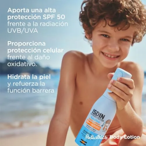 ISDIN ▫️ Fotoprotector Body Lotion Pediatrics SPF50, Protetor solar corporal leve em spray para crianças a partir dos 6 meses, Creme solar que hidrata intensamente a pele, 250 ml 4