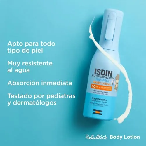 ISDIN ▫️ Fotoprotector Body Lotion Pediatrics SPF50, Protetor solar corporal leve em spray para crianças a partir dos 6 meses, Creme solar que hidrata intensamente a pele, 250 ml 6