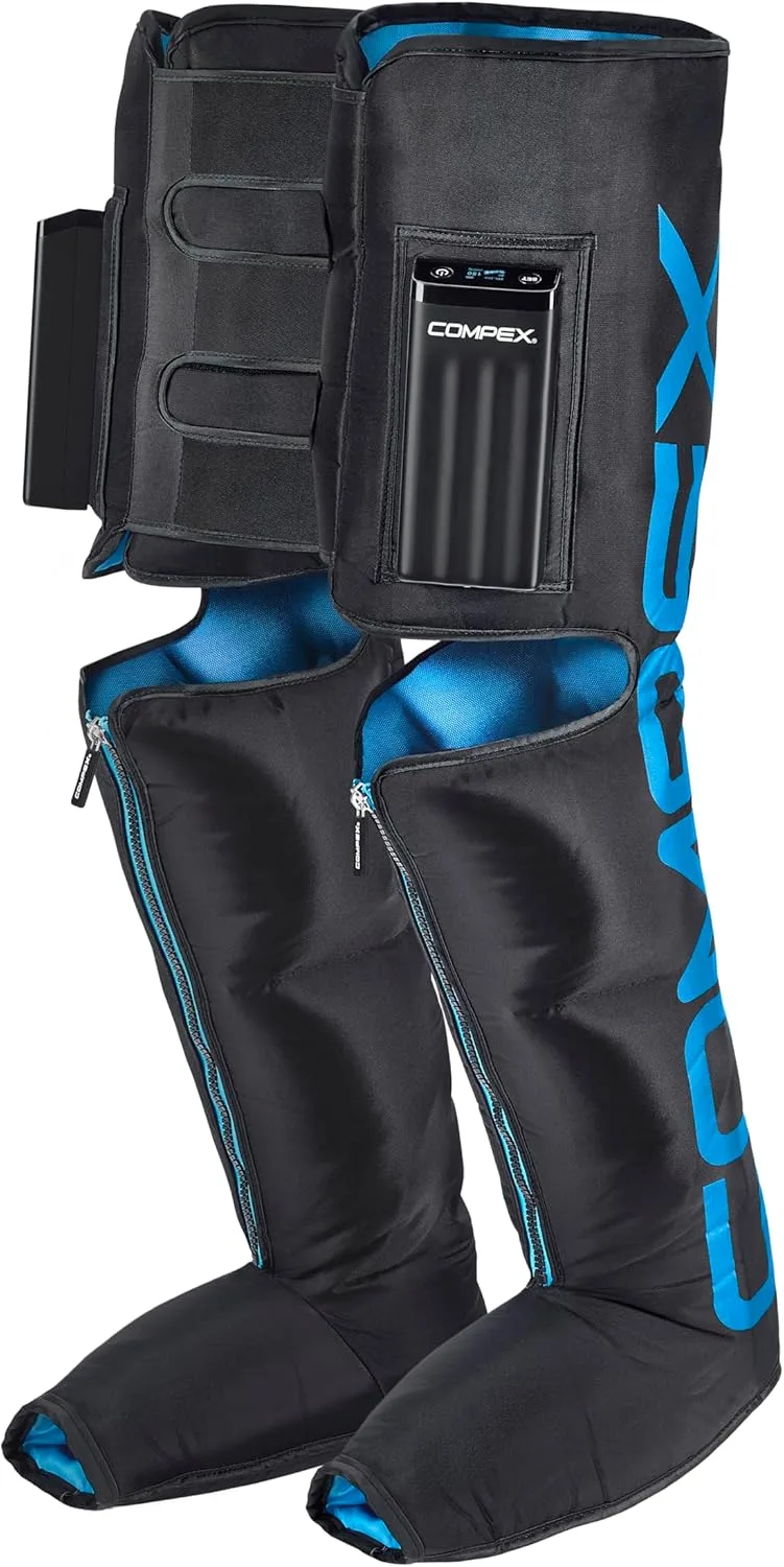 Compex ▫️ Botas de compressão sem fios Ayre Pro - Terapia de pressão portátil para recuperação muscular, melhoria da circulação sanguínea e alívio de pernas pesadas - S/M