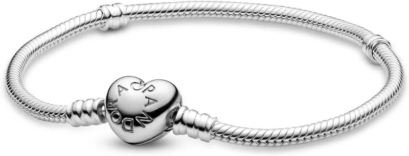 PANDORA ▫️ Pulseira de prata para mulher com fecho em forma de coração 594594C00