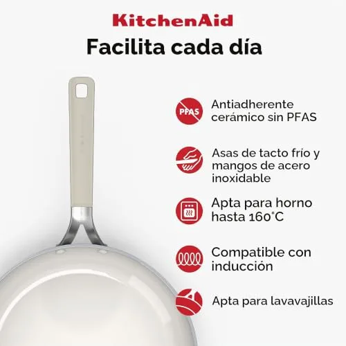 KitchenAid ▫️ Panela de alumínio com revestimento cerâmico antiaderente e tampa de vidro, 24 cm/4,91 L, sem PFAS 3