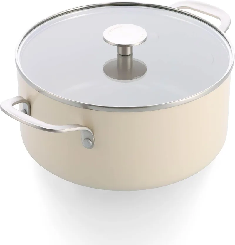KitchenAid ▫️ Panela de alumínio com revestimento cerâmico antiaderente e tampa de vidro, 24 cm/4,91 L, sem PFAS